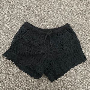 Black crochet shorts